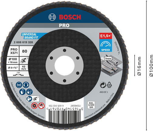 ใบเจียรโลหะ Bosch PRO X571 100mm G80.