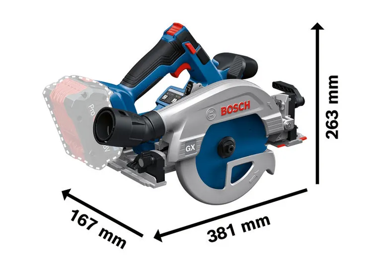 Bosch GKS 18V-57-2 GX เลื่อยวงเดือนไร้สาย พร้อมขนาด.