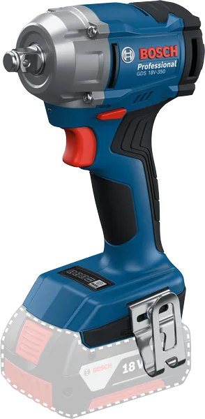 ประแจกระแทกไร้สาย Bosch GDS 18V-350 ด้ามจับตามหลักสรีรศาสตร์.