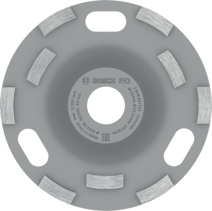 หัวเจียรคอนกรีต Bosch PRO 125 มม. สำหรับปรับผิวให้เรียบ.