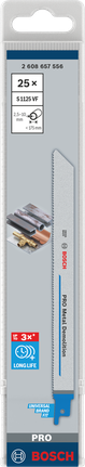 ใบเลื่อย Bosch PRO Metal Demolition S1125VF ขนาด 1.25 x 19 x 225 มม. 25 ชิ้น.