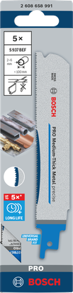ใบเลื่อยโลหะหนาปานกลาง Bosch PRO 5× S937BEF 1.1×25×150 มม.