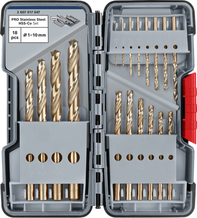 ชุดดอกสว่าน Bosch PRO สแตนเลสสตีล HSS-Co จำนวน 18 ชิ้น