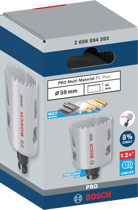 ดอกเจาะคว้าน PRO Multi Material PC Plus, 59 มม. ใบเลื่อยเจาะรู Bosch 59 มม. PRO Multi Material.