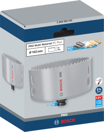 ดอกเจาะคว้าน PRO Multi Material PC Plus, 102 มม. ใบเลื่อยเจาะรู Bosch PRO Multi Material PC Plus ขนาด 102 มม.