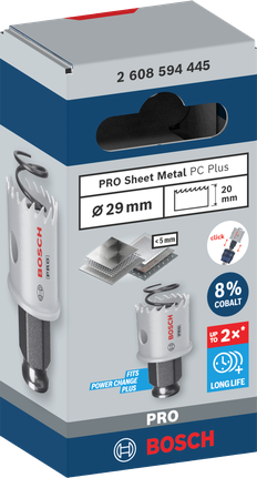 ดอกเจาะคว้าน PRO Sheet Metal PC Plus, 29 มม. ใบเลื่อยเจาะรูแผ่นโลหะ Bosch PRO 29 มม.