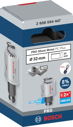 ดอกเจาะคว้าน PRO Sheet Metal PC Plus, 32 มม. ใบเลื่อยเจาะรูแผ่นโลหะ Bosch PRO 32 มม.