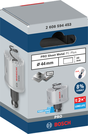 ดอกเจาะคว้าน PRO Sheet Metal PC Plus, 44 มม. ใบเลื่อยเจาะรูแผ่นโลหะ Bosch PRO 44 มม.