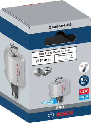 ใบเลื่อยเจาะรู PC Plus PRO Sheet Metal Bosch 51 มม.