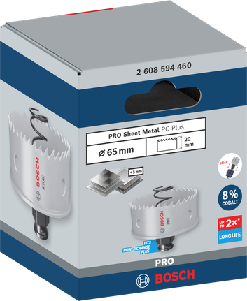 ดอกเจาะคว้าน PRO Sheet Metal PC Plus, 65 มม. ใบเลื่อยเจาะรูสำหรับแผ่นโลหะ Bosch PRO 65 มม.