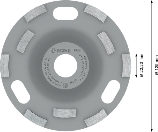 หัวเจียรคอนกรีต Bosch PRO เส้นผ่านศูนย์กลาง 125 มม.