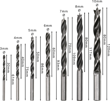ชุดดอกสว่านเจาะไม้ Bosch PRO Wood Brad Point 7 ขนาด.