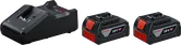 ชุดสตาร์ทแบตเตอรี่ Bosch 18V พร้อมเครื่องชาร์จและแบตเตอรี่ 4Ah สองก้อน.