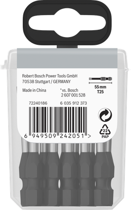 ดอกไขควงกระแทก PRO Torx, T25, 55 มม., 15 ชิ้น ชุดดอกสว่าน Bosch PRO Torx T25 55 มม.