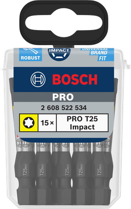 ดอกไขควงกระแทก PRO Torx, T25, 55 มม., 15 ชิ้น ดอกสว่านกระแทก Bosch PRO Torx T25 55mm จำนวน 15 ชิ้น