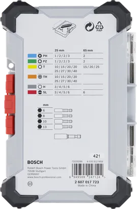 ชุด Extra Hard 43 ชิ้น ชุดไขควงกระแทกแข็งพิเศษ Bosch 43 ชิ้น แสดงผล.