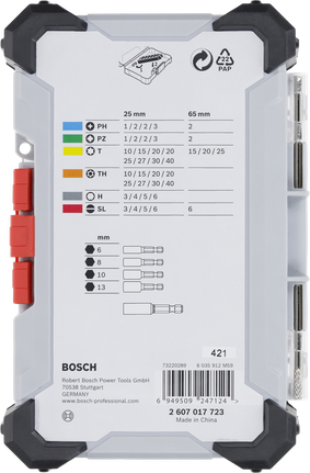 ชุดดอกไขควง Extra Hard, การแสดงผล, 43 ชิ้น ชุดไขควงกระแทกแข็งพิเศษ Bosch 43 ชิ้น แสดงผล.