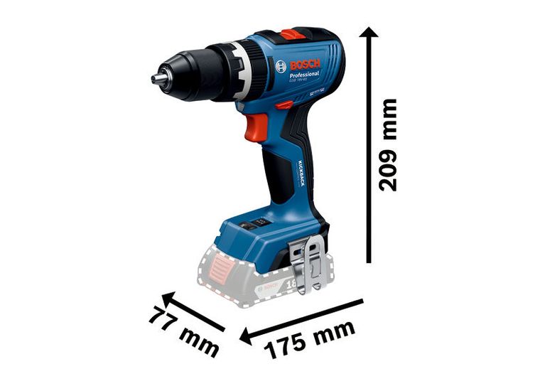 GSB 18V-65 สว่านไร้สาย Bosch GSB 18V-65 ดีไซน์กะทัดรัด