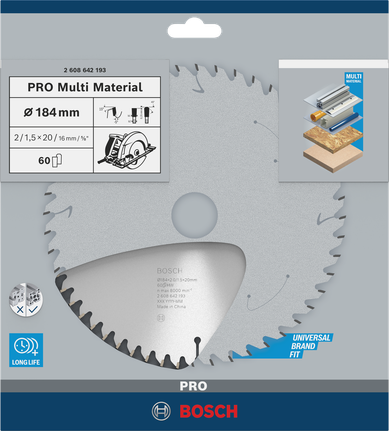 ใบเลื่อยวงเดือน Bosch PRO Multi Material ขนาด 184 มม.