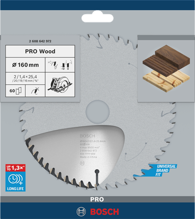 ใบเลื่อยวงเดือน PRO Wood, 160 x 2 x 25 มม. ใบเลื่อยวงเดือน PRO Wood, 160 x 2 x 25 มม.