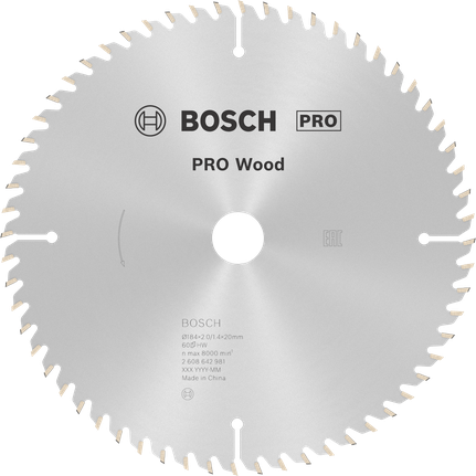 ใบเลื่อยวงเดือน Bosch PRO Wood ขนาด 184 มม. เพื่อการตัดที่แม่นยำ.