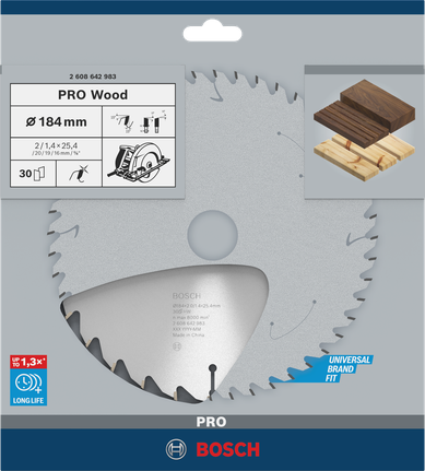 ใบเลื่อยวงเดือน PRO Wood, 184 x 2 x 25 มม. ใบเลื่อยวงเดือน PRO Wood, 184 x 2 x 25 มม.