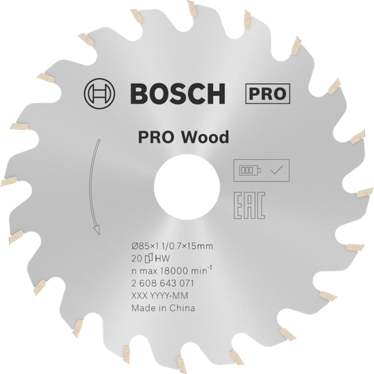 ใบเลื่อยวงเดือน Bosch PRO Wood 85mm 20T สำหรับงานไม้