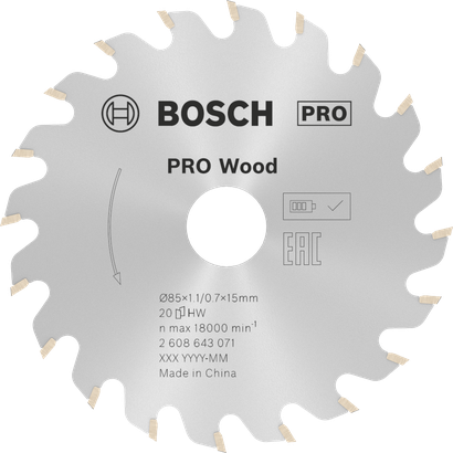 ใบเลื่อยวงเดือน Bosch PRO Wood 85mm 20T สำหรับงานไม้