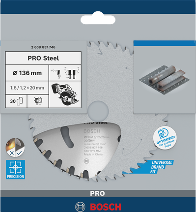 ใบเลื่อยวงเดือน Bosch PRO Steel 136×1.6×20 มม.