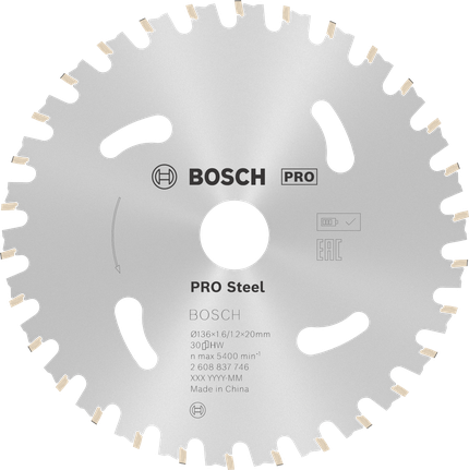 ใบเลื่อยวงเดือนไร้สาย Bosch PRO Steel 30 ฟัน.