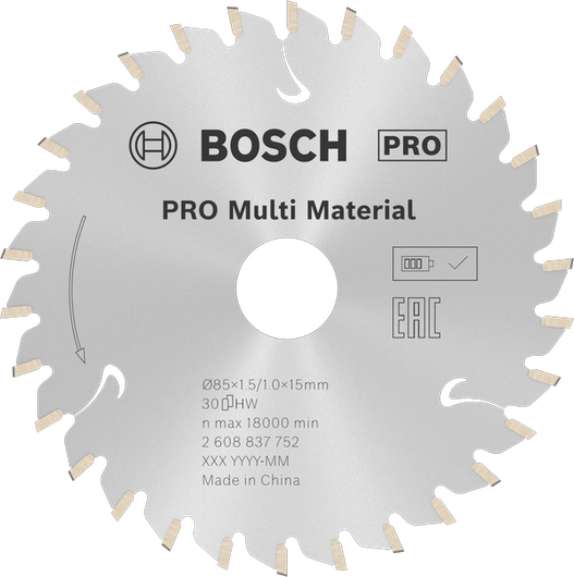 ใบเลื่อยวงเดือน Bosch PRO Multi Material เส้นผ่านศูนย์กลาง 85 มม.