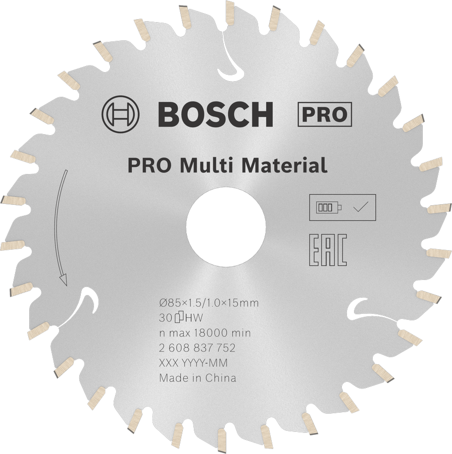 ใบเลื่อยวงเดือนไร้สาย Bosch PRO Multi Material 85 มม.