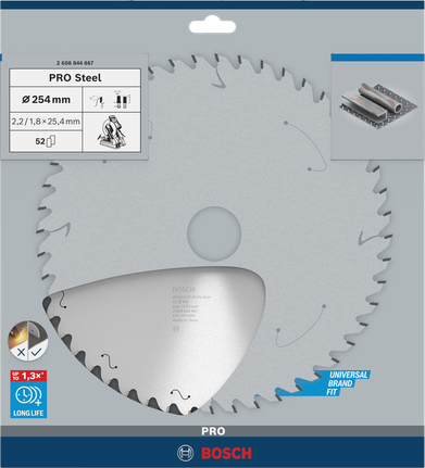 ใบเลื่อยวงเดือนเหล็ก Bosch PRO 254×2.2×25.4 มม. T52.