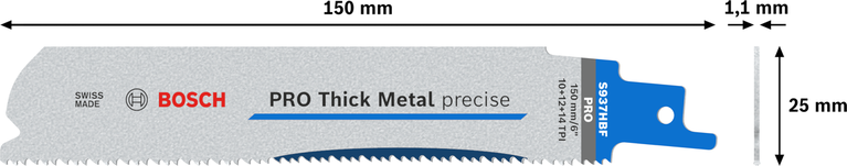 ใบเลื่อย Bosch PRO สำหรับโลหะหนา รุ่น S937HBF ขนาด 150 มม.
