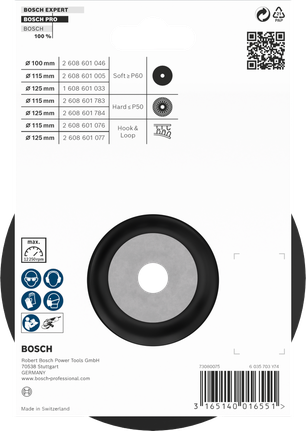 แผ่นรองหลัง Bosch PRO แบบนุ่ม 125 มม. M14.