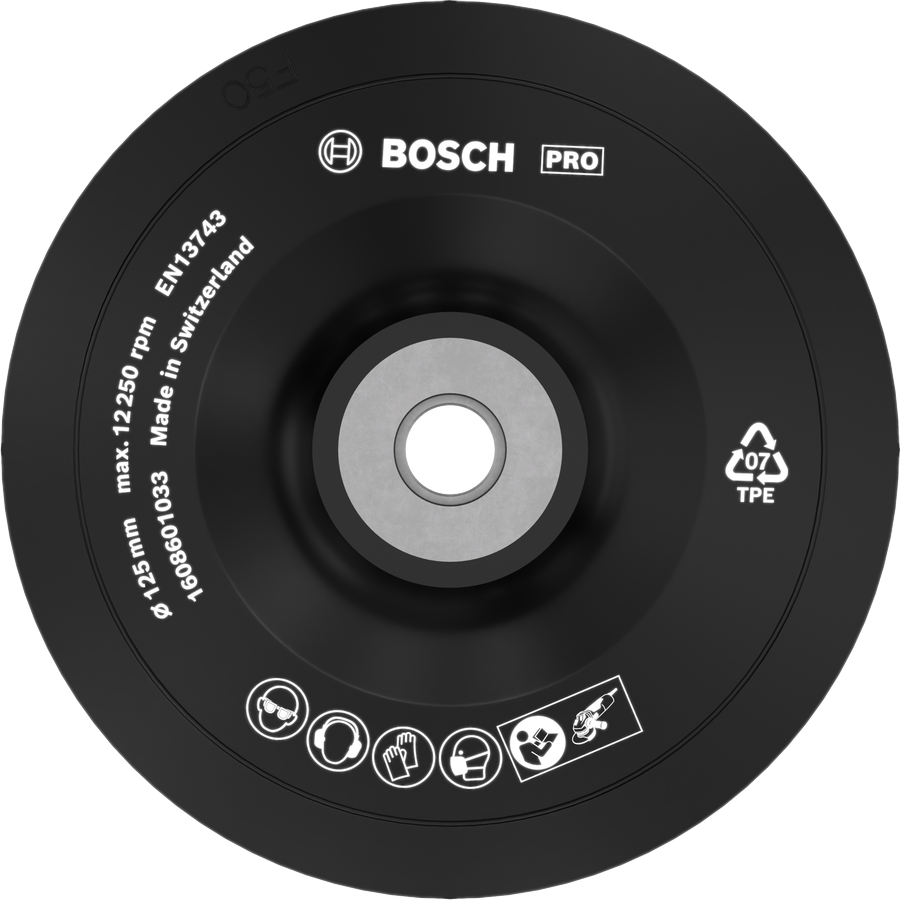 แผ่นรองหลัง Bosch PRO แบบนุ่ม 125 มม. สำหรับเครื่องเจียรไฟฟ้า.