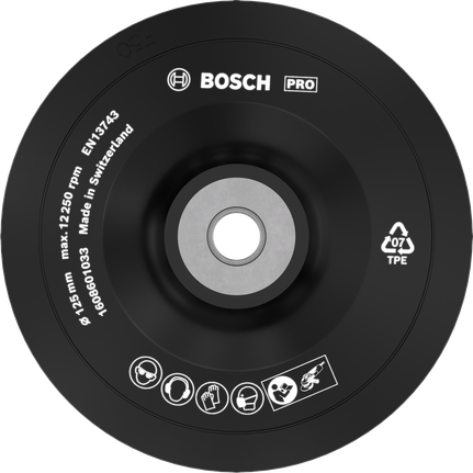 แผ่นรองหลัง Bosch PRO แบบนุ่ม 125 มม. สำหรับเครื่องเจียรไฟฟ้า.