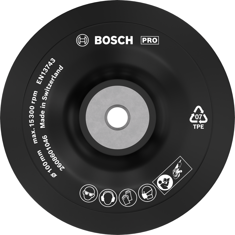 แผ่นรอง Bosch PRO Backing Pad แบบนุ่ม 100 มม. สำหรับเครื่องเจียรไฟฟ้า.