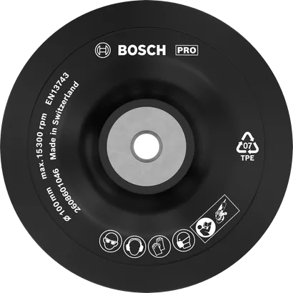 แผ่นรอง Bosch PRO Backing Pad แบบนุ่ม 100 มม. สำหรับเครื่องเจียรไฟฟ้า