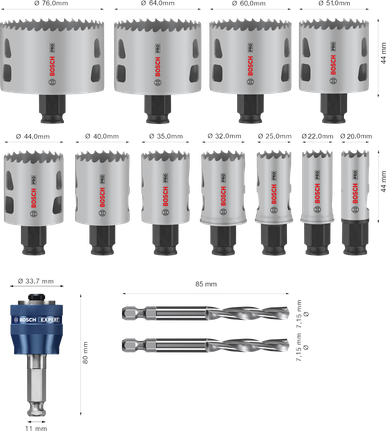 ชุดเลื่อยเจาะรู Bosch PRO Multi Material PC Plus 14 ชิ้น.