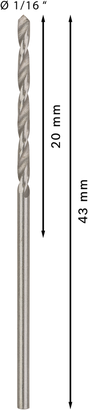 PRO Metal HSS-G ดอกสว่านเจาะเกลียว Bosch PRO Metal HSS-G 1/16 นิ้ว ความยาว 43 มม.