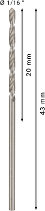 เกลียวดอกสว่าน PRO Metal HSS-G, 1/16 x 20 x 43 มม. เกลียวดอกสว่าน PRO Metal HSS-G, 1/16 x 20 x 43 มม.