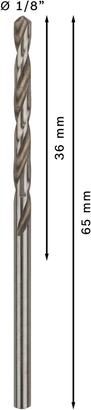 ดอกสว่านเจาะเกลียว Bosch PRO Metal HSS-G 1/8 ยาว 65 มม.