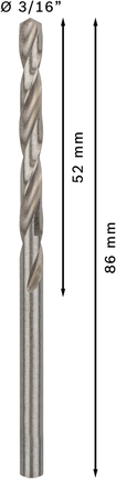 เกลียวดอกสว่าน PRO Metal HSS-G, 3/16 x 52 x 86 มม. เกลียวดอกสว่าน PRO Metal HSS-G, 3/16 x 52 x 86 มม.