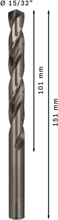 เกลียวดอกสว่าน PRO Metal HSS-G, 15/32 x 101 x 151 มม. เกลียวดอกสว่าน PRO Metal HSS-G, 15/32 x 101 x 151 มม.
