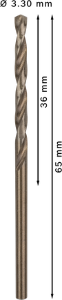 เกลียวดอกสว่าน PRO Stainless Steel HSS-Co 3.3 x 36 x 65 มม. 10 ชิ้น เกลียวดอกสว่าน PRO Stainless Steel HSS-Co 3.3 x 36 x 65 มม. 10 ชิ้น