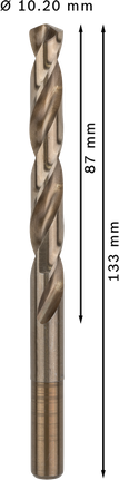 เกลียวดอกสว่าน PRO Stainless Steel HSS-Co 10.2 x 87 x 133 มม. 5 ชิ้น เกลียวดอกสว่าน PRO Stainless Steel HSS-Co 10.2 x 87 x 133 มม. 5 ชิ้น