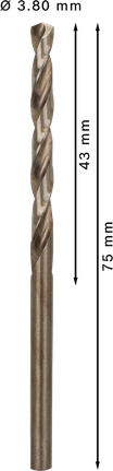 เกลียวดอกสว่าน PRO Stainless Steel HSS-Co 3.8 x 43 x 75 มม. 10 ชิ้น เกลียวดอกสว่าน PRO Stainless Steel HSS-Co 3.8 x 43 x 75 มม. 10 ชิ้น