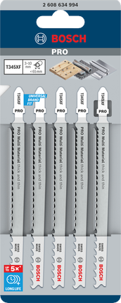 ใบเลื่อยจิ๊กซอว์ Bosch PRO T345XF 132 มม. 5 ชิ้น.