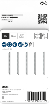 ใบเลื่อยจิ๊กซอว์ Bosch PRO Metal T121GFC 92มม. 5ชิ้น.
